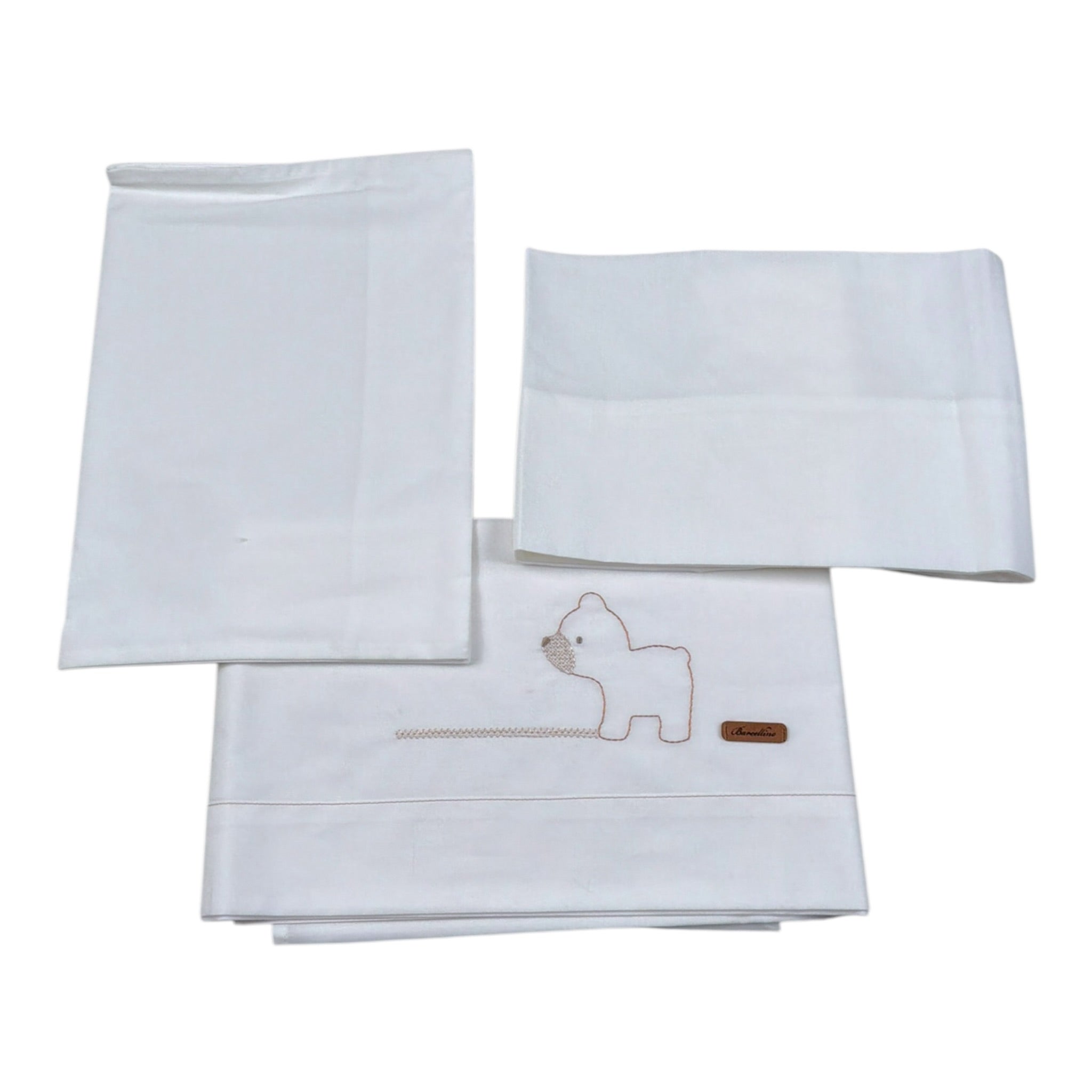 Barcellino Set Lenzuola 3Pz tinta unita con Stampa Bianco per Neonato 4687 BIANCO BARCELLINO 