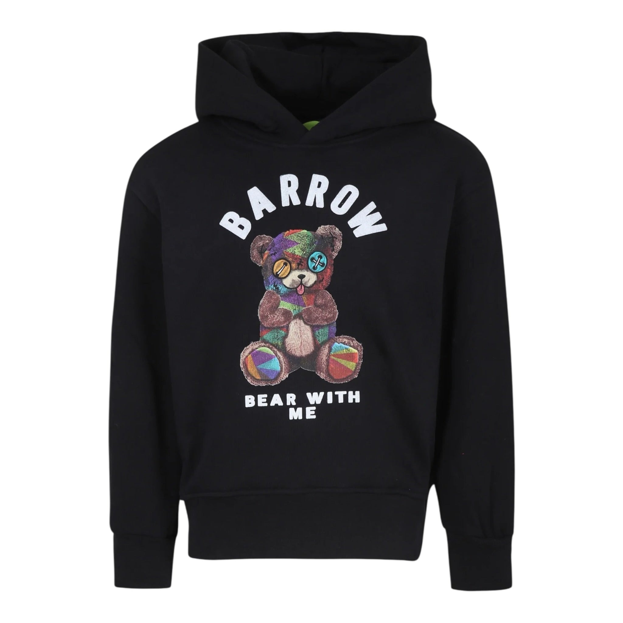Barrow Kids Felpa Chiusa con Cappuccio tinta unita con Stampa Nero per Bambino F4BKJUHS059 NERO BARROW KIDS 