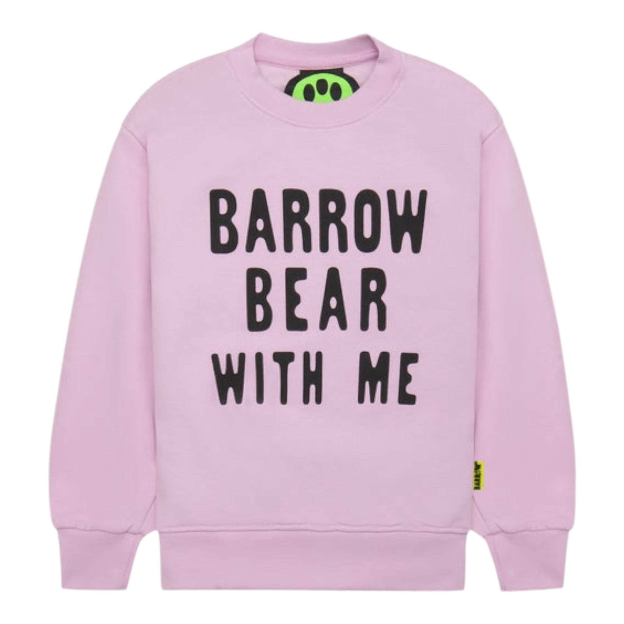 Barrow Kids Felpa Chiusa Girocollo tinta unita con Logo Rosa per Bambina F4BKJUSW062 ROSA BARROW KIDS 