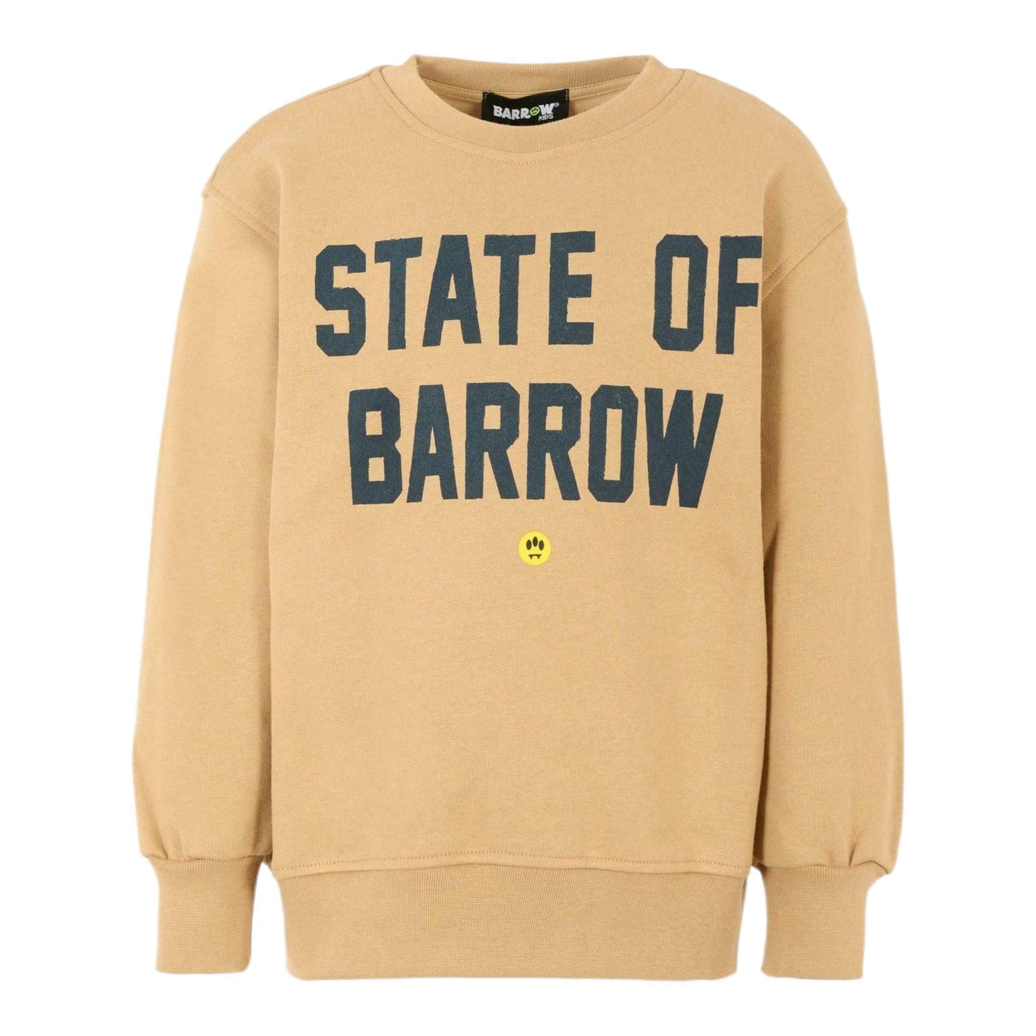 Barrow Kids Felpa Chiusa Girocollo tinta unita con Stampa Beige per Bambino F5BKJUSW076 BEIGE BARROW KIDS 
