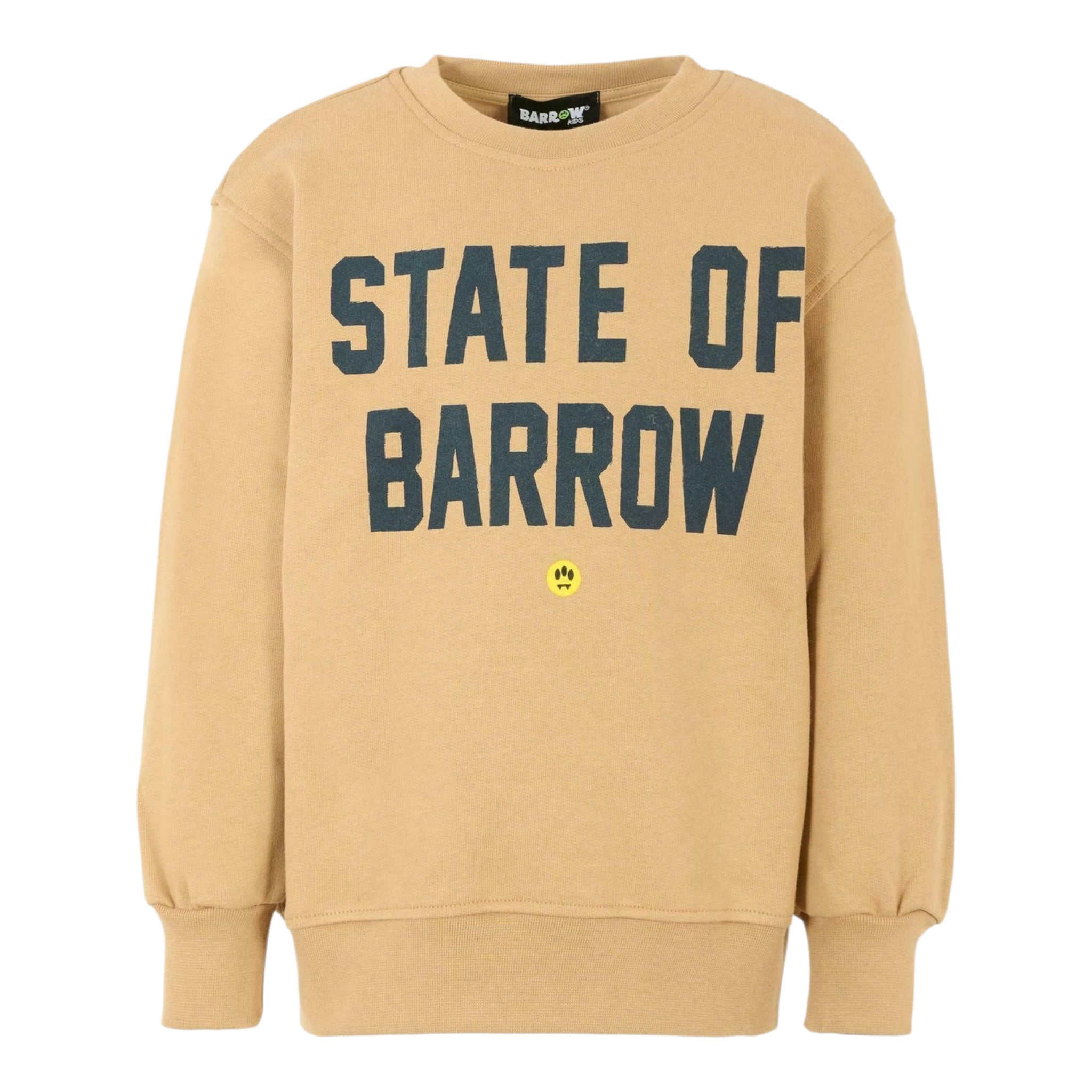 Barrow Kids Felpa Chiusa Girocollo tinta unita con Stampa Beige per Bambino F5BKJUSW076XX BEIGE BARROW KIDS 