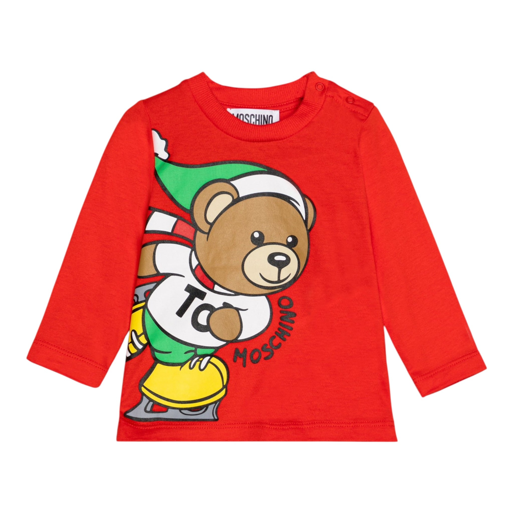 Moschino Shirt Girocollo tinta unita con Logo Rosso per Bambino MSO00R ROSSO MOSCHINO 