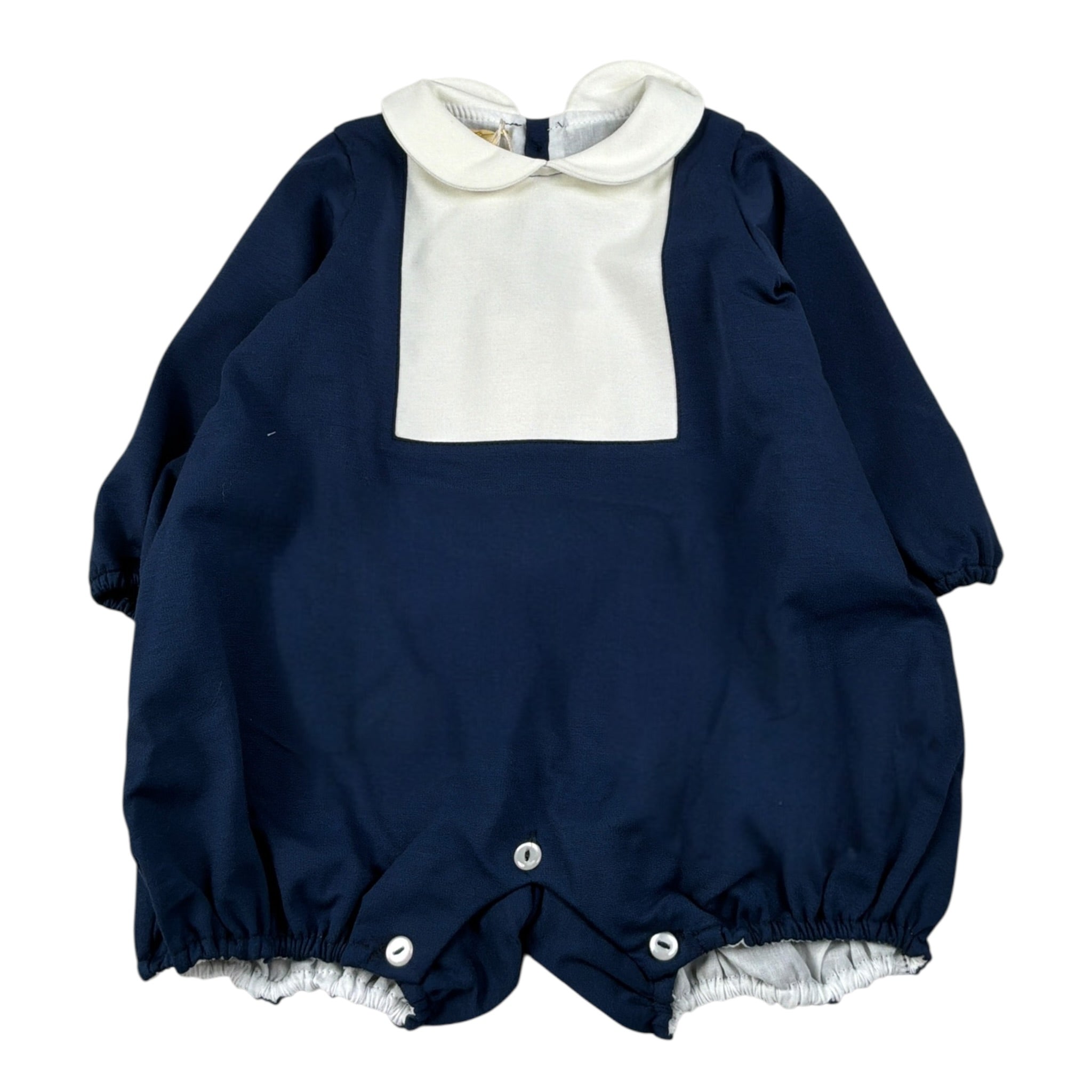 Bear Pagliaccetto Bicolore con Colletto Blu per Neonata 607 BLU BEAR 