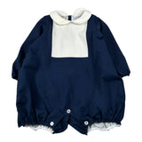 Bear Pagliaccetto Bicolore con Colletto Blu per Neonata 607 BLU BEAR 