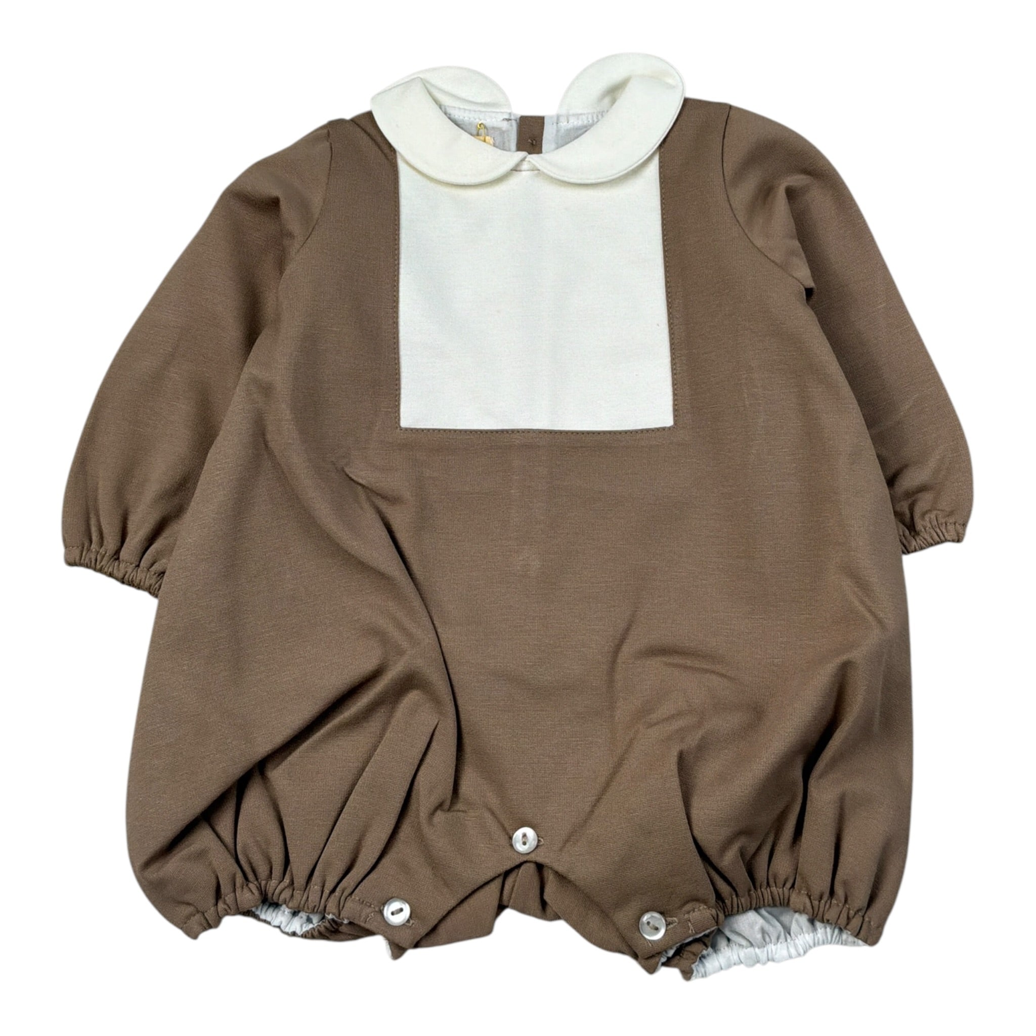Bear Pagliaccetto Bicolore con Colletto Marrone per Neonata 607 MARRONE BEAR 