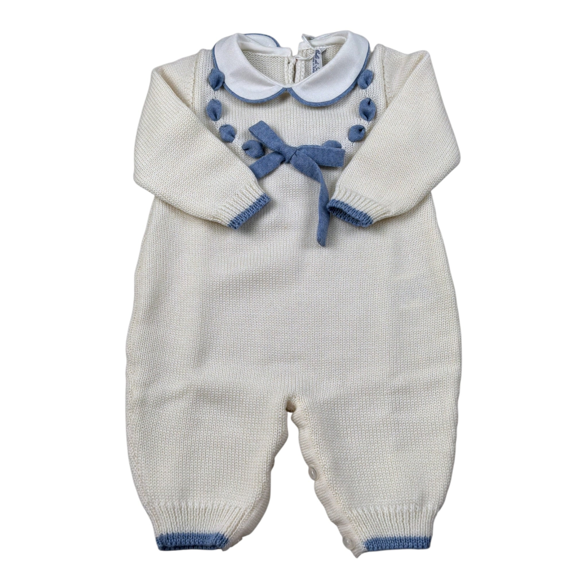 Bebe' Di Almy Tutina Manica Lunga tinta unita con Ricami Panna per Neonato T18L PANNA BEBE' DI ALMY 