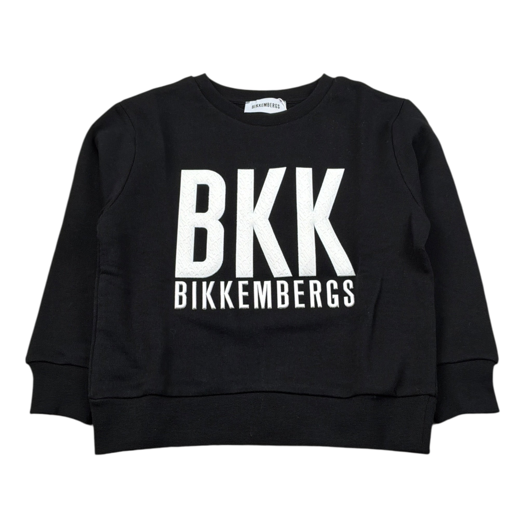 Bikkembergs Felpa Chiusa Girocollo tinta unita con Logo Nero per Bambino BK3306 NERO BiKKEMBERGS 