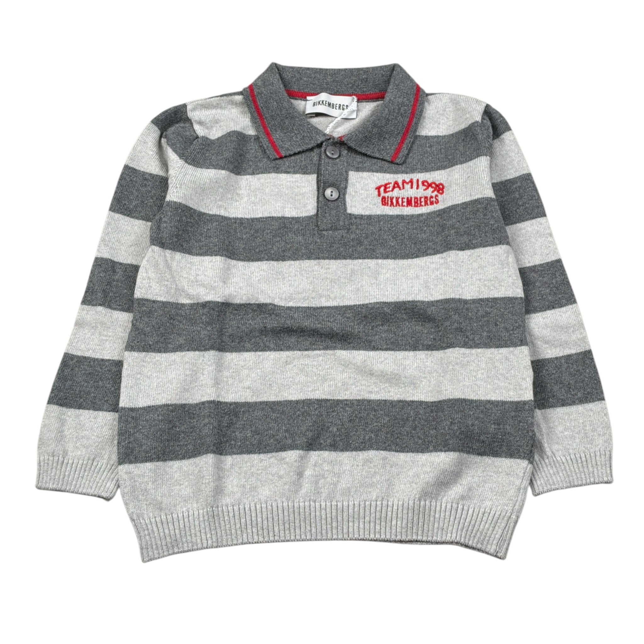 Bikkembergs Maglia Fantasia A Righe con Colletto Grigio per Neonato BK3833N GRIGIO BiKKEMBERGS 