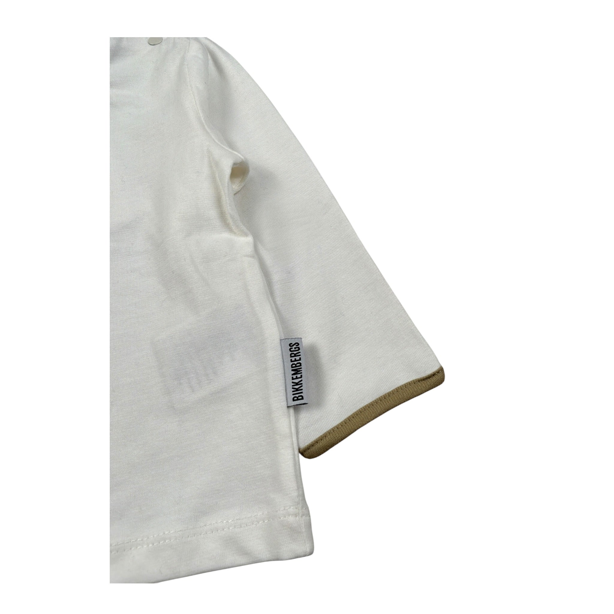 Bikkembergs Shirt Girocollo tinta unita con Stampa Panna per Neonato BK3839 PANNA BiKKEMBERGS 