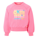 Billieblush Felpa Chiusa Girocollo tinta unita con Stampa Rosa Fluo per Bambina U21035 ROSA FLUO BillIEBLUSH 