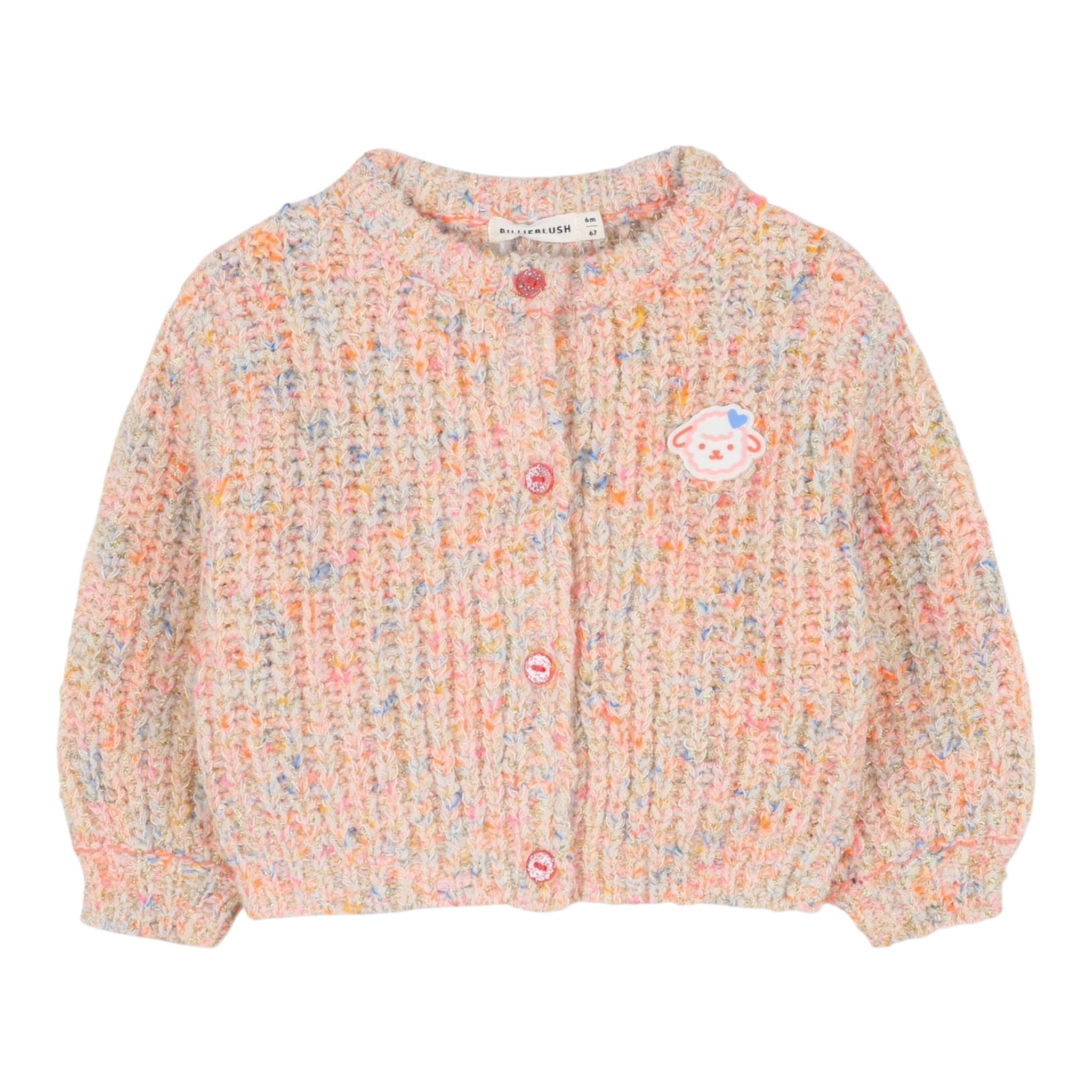 Billieblush Cardigan Multicolor con Applicazione Pesca per Neonata U21263N PESCA BillIEBLUSH 