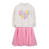 Billieblush Abito Bicolore con Tulle Modello Felpa Panna per Bambina U21293 PANNA BillIEBLUSH 