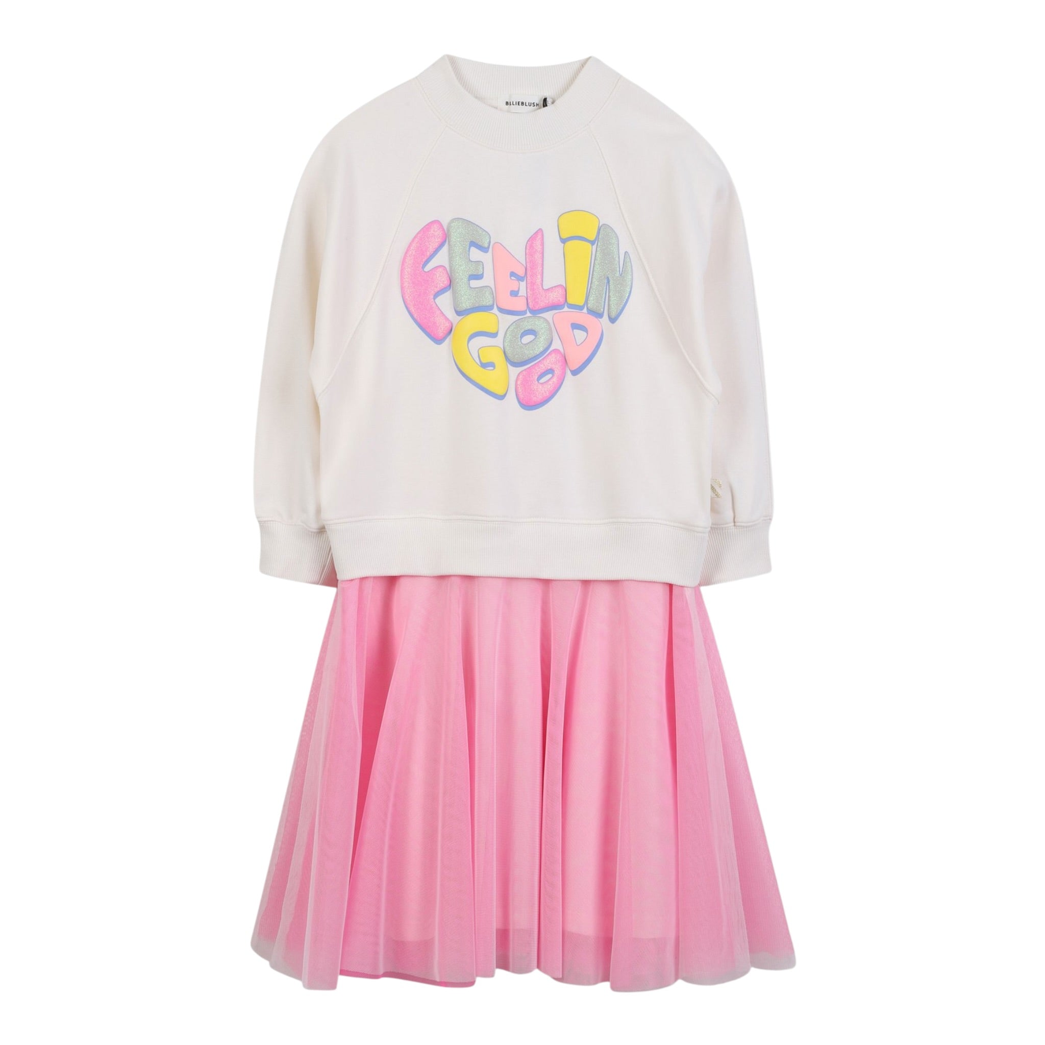 Billieblush Abito Bicolore con Tulle Modello Felpa Panna per Bambina U21293 PANNA BillIEBLUSH 