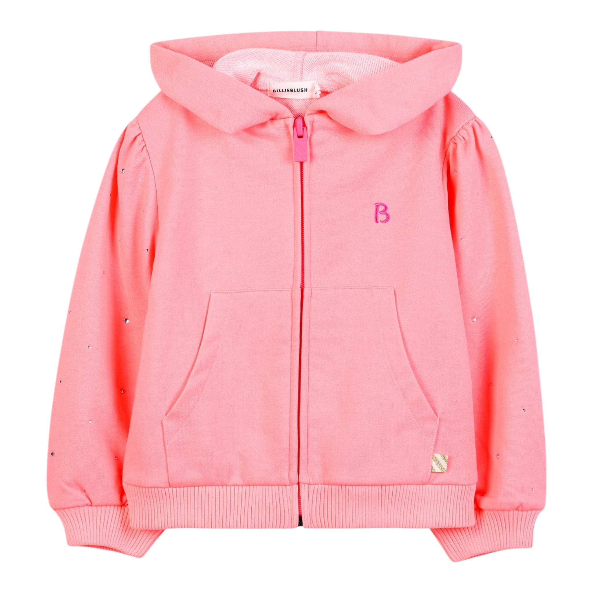 Billieblush Felpa con Zip E Cappuccio tinta unita Pesca per Bambina U21309 PESCA BillIEBLUSH 