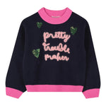 Billieblush Maglia Girocollo tinta unita con Ricami Blu per Neonata U21378 BLU BillIEBLUSH 