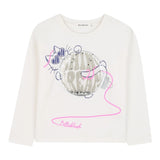 Billieblush Shirt Girocollo tinta unita con Stampa Panna per Bambina U21405 PANNA BillIEBLUSH 