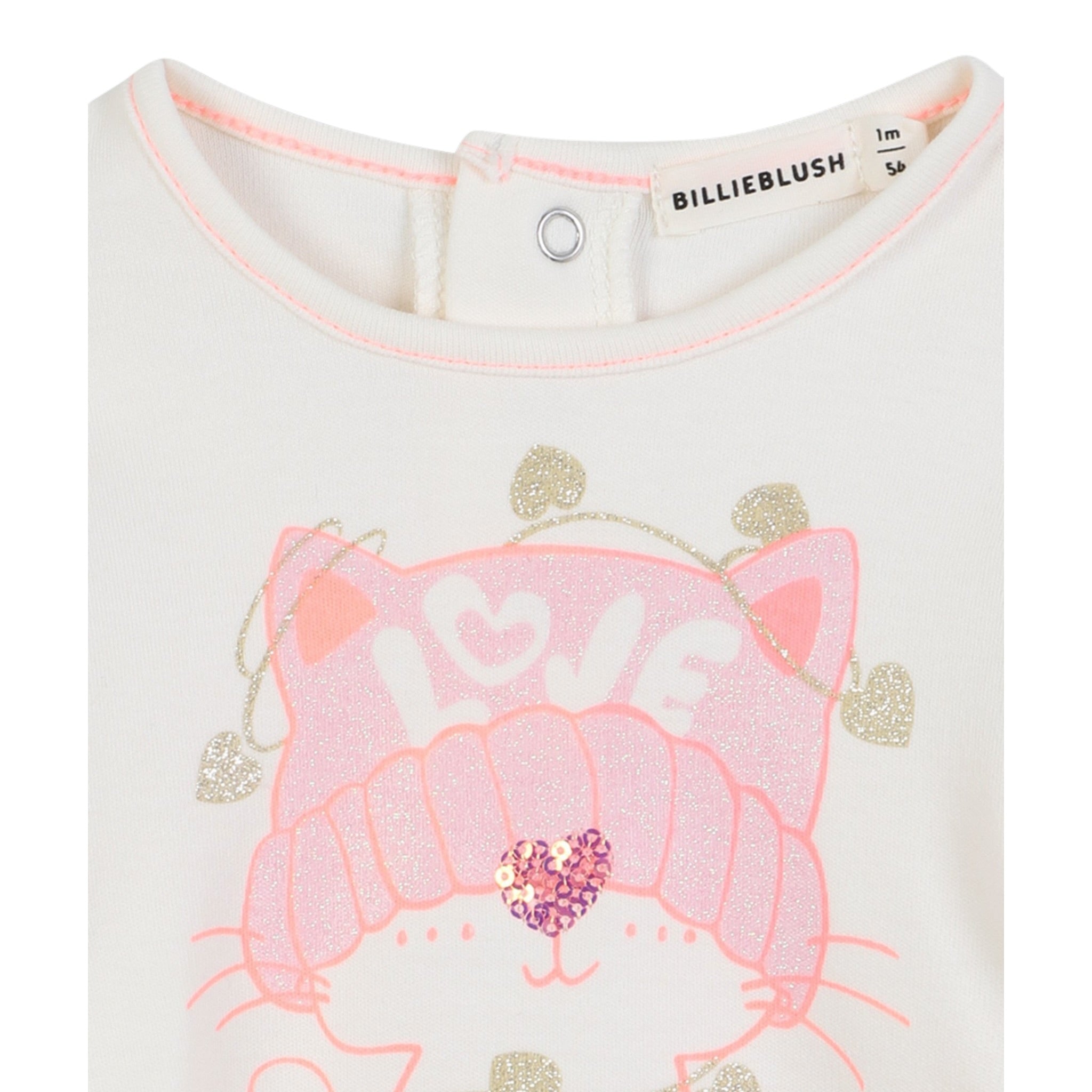 Billieblush Shirt Girocollo tinta unita con Stampa Panna per Neonata U21462 PANNA BillIEBLUSH 