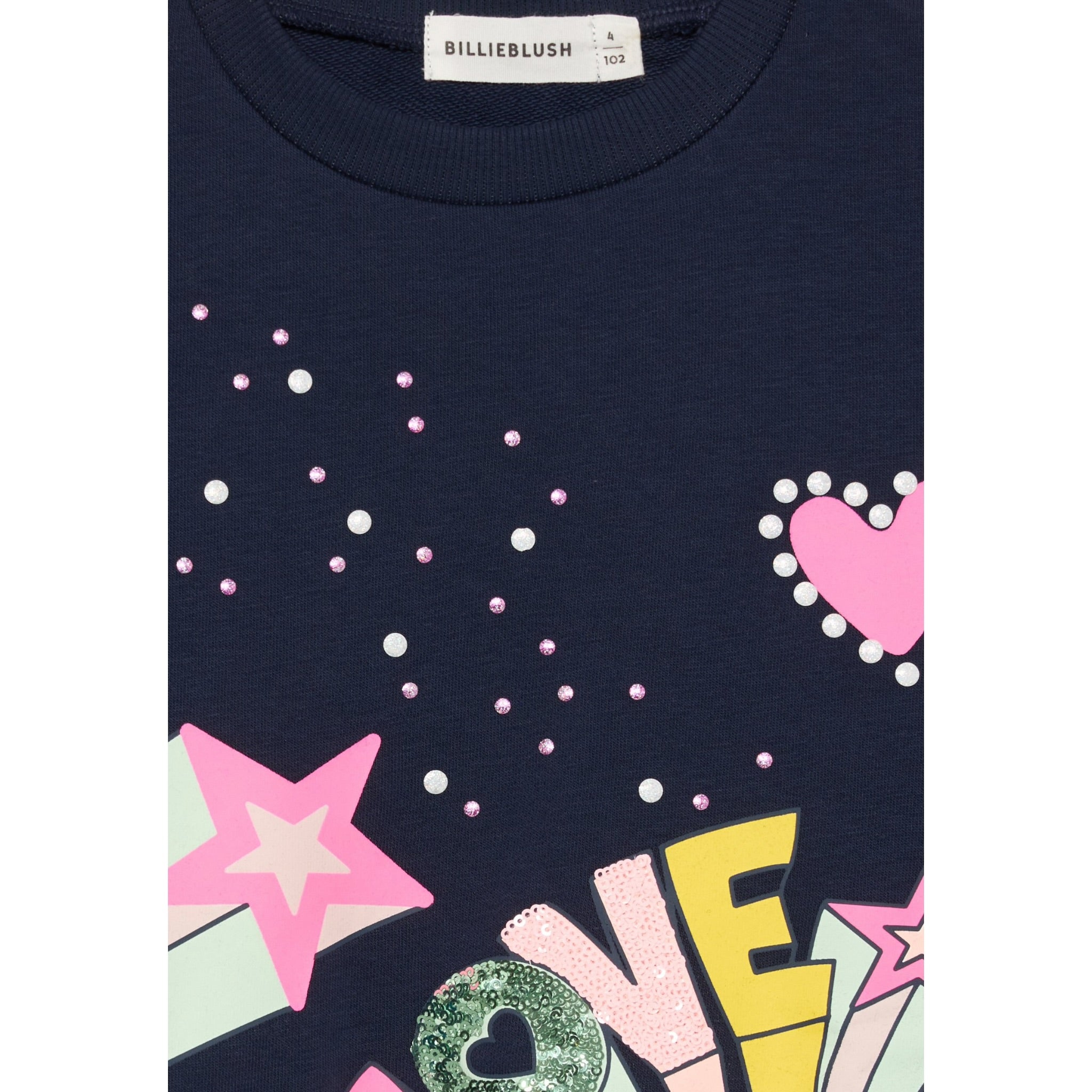 Billieblush Felpa tinta unita con Stampa Blu per Bambina U21603 BLU BillIEBLUSH 