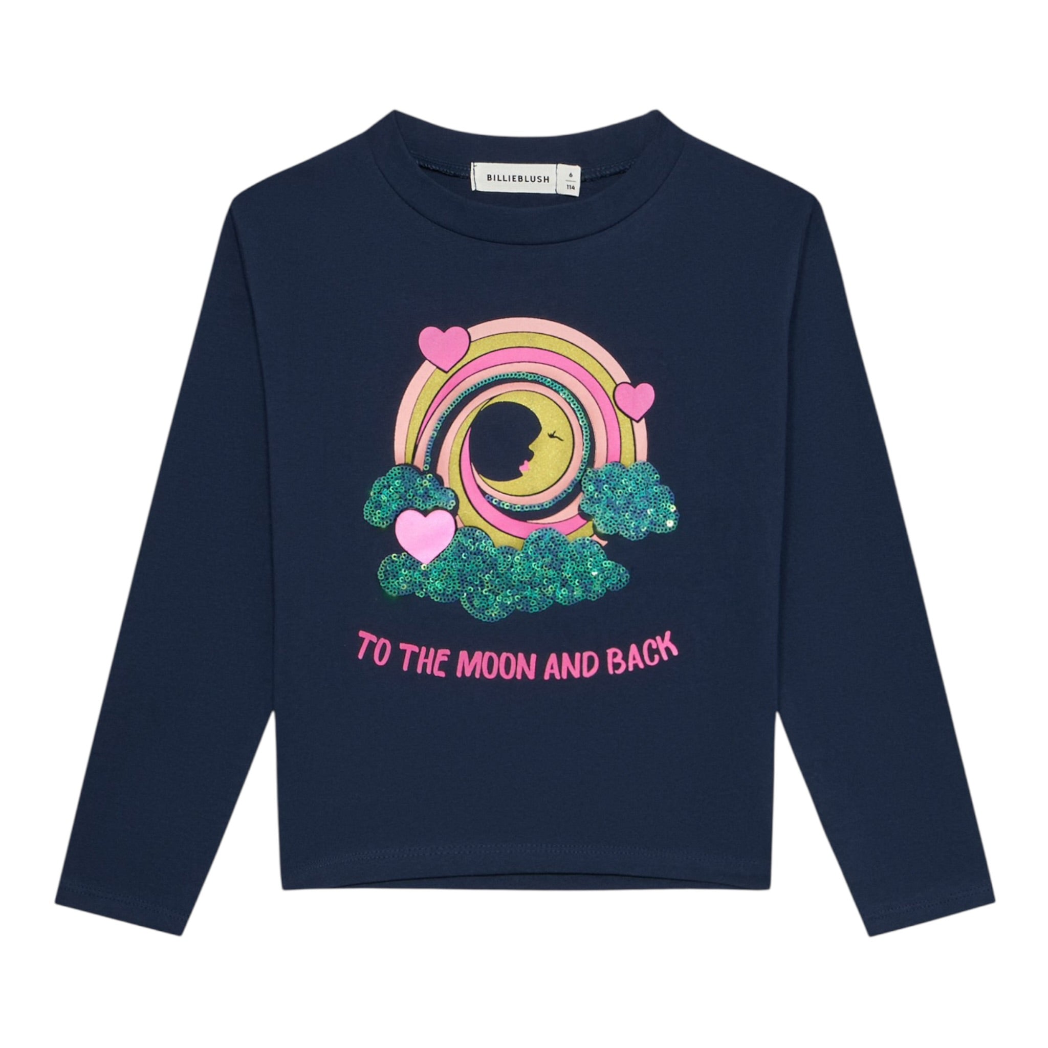 Billieblush Shirt Girocollo tinta unita con Stampe Blu per Bambina U21609 BLU BillIEBLUSH 