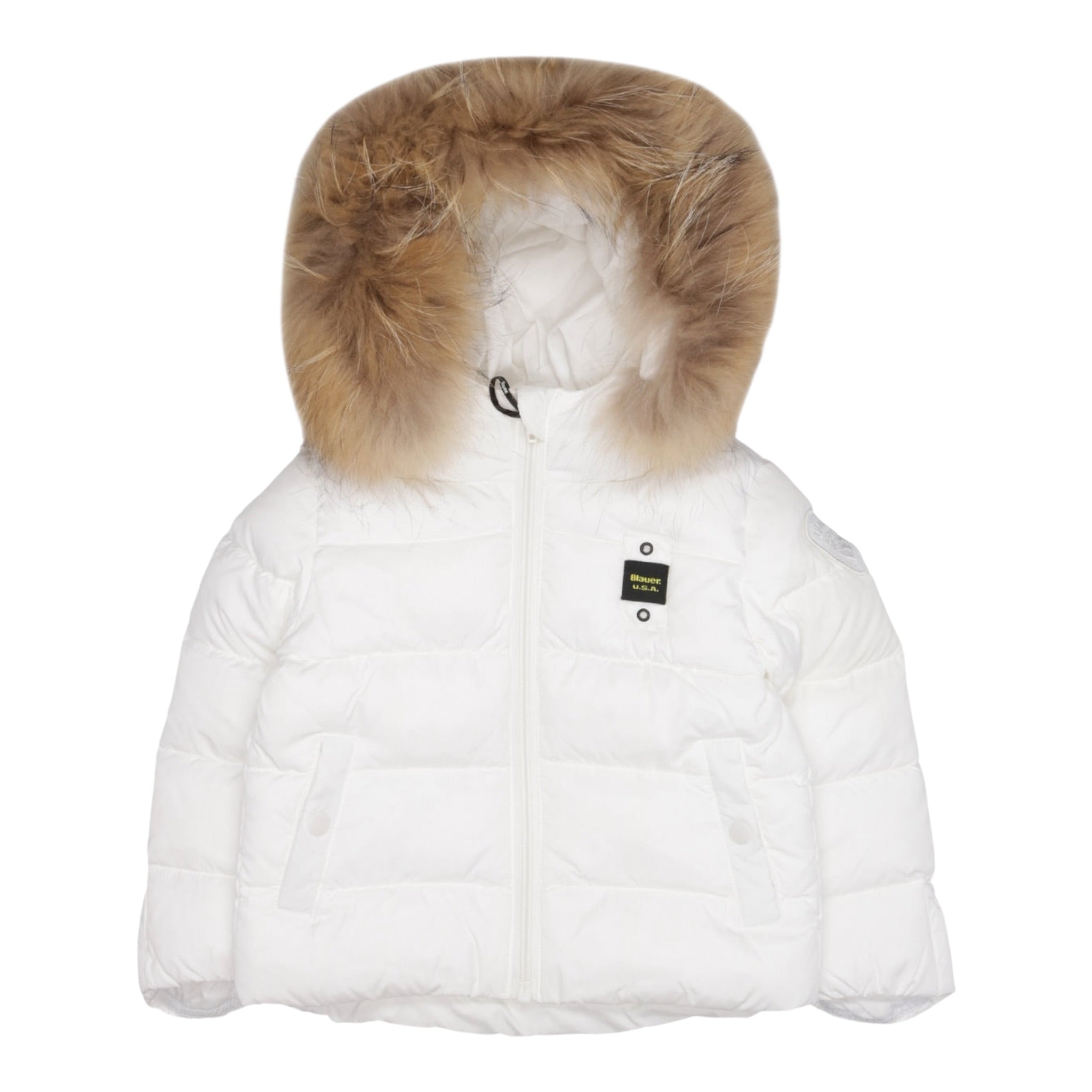 Blauer Giubbino tinta unita con Cappuccio Bianco per Neonato 23WBBXC2296 BIANCO BLAUER 