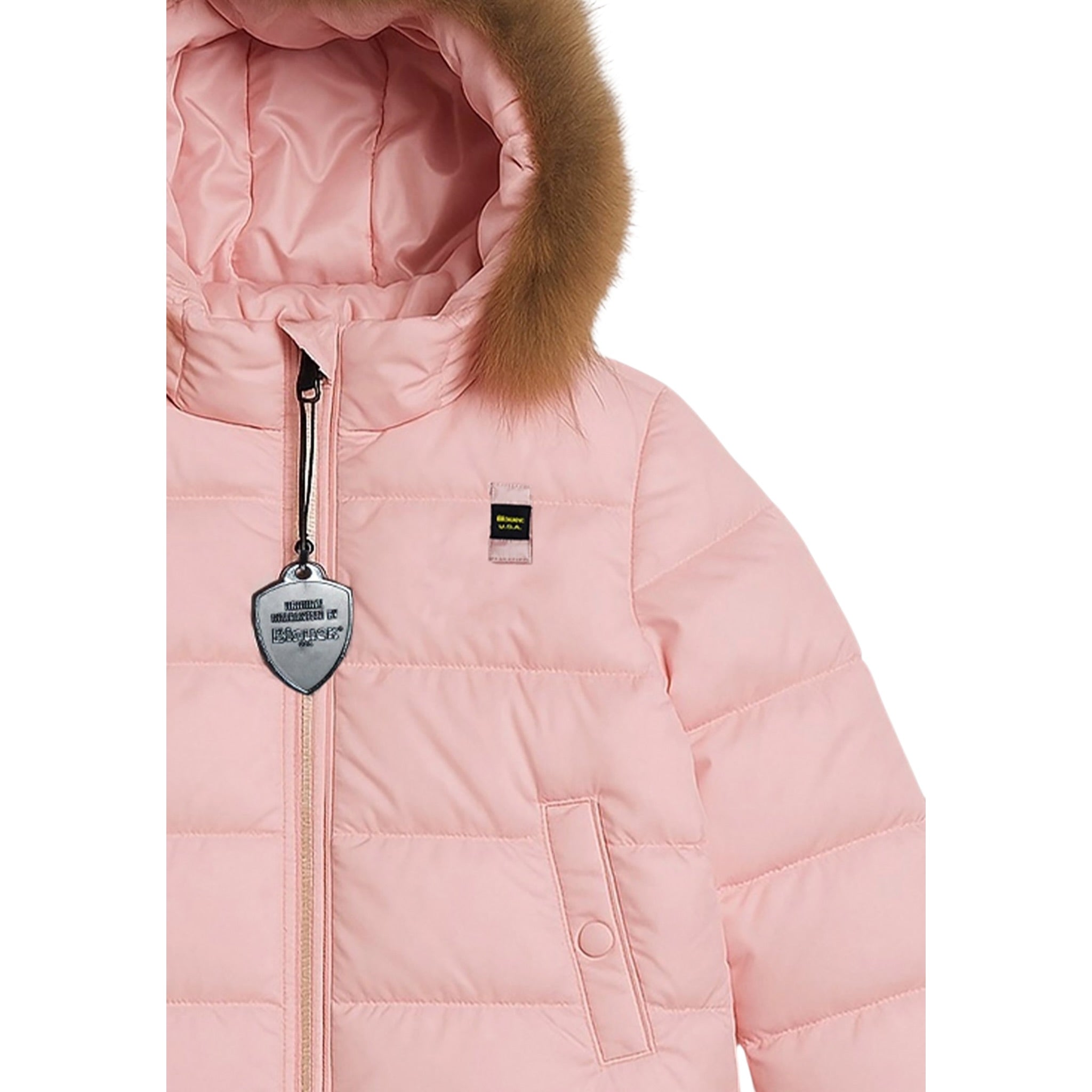 Blauer Giubbino tinta unita con Zip E Cappuccio Rosa per Neonata 24WBBXC02550 ROSA BLAUER 