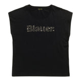 Blauer T-Shirt tinta unita con Applicazioni Nero per Bambina 25SBLGH02492 NERO BLAUER 