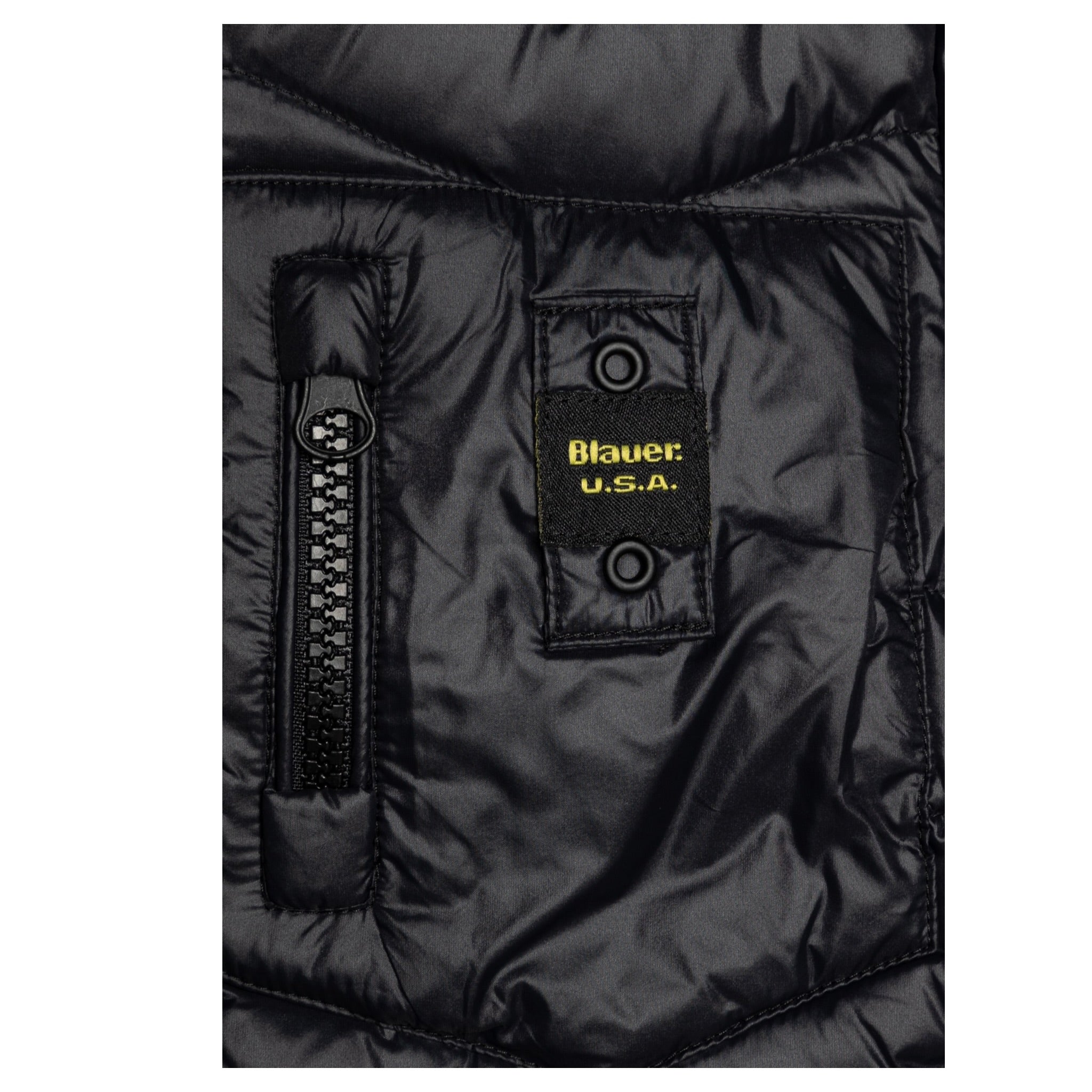 Blauer Giubbino tinta unita con Zip E Cappuccio Nero per Bambino 25SBLKC03416X NERO BLAUER 