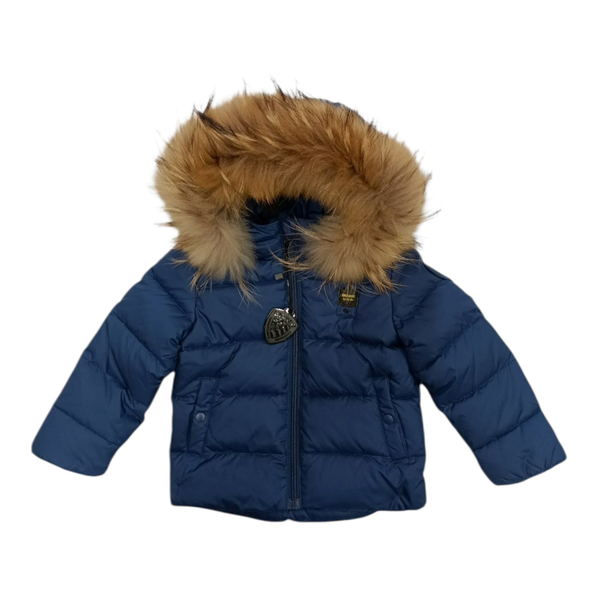 Blauer Giubbino tinta unita con Zip E Cappuccio Blu per Neonato 25WBBXC02450X BLU BLAUER 