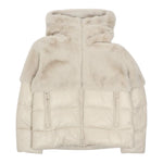 Blauer Giubbino tinta unita con Zip E Cappuccio Beige per Bambina 25WBLGC02411XX BEIGE BLAUER 