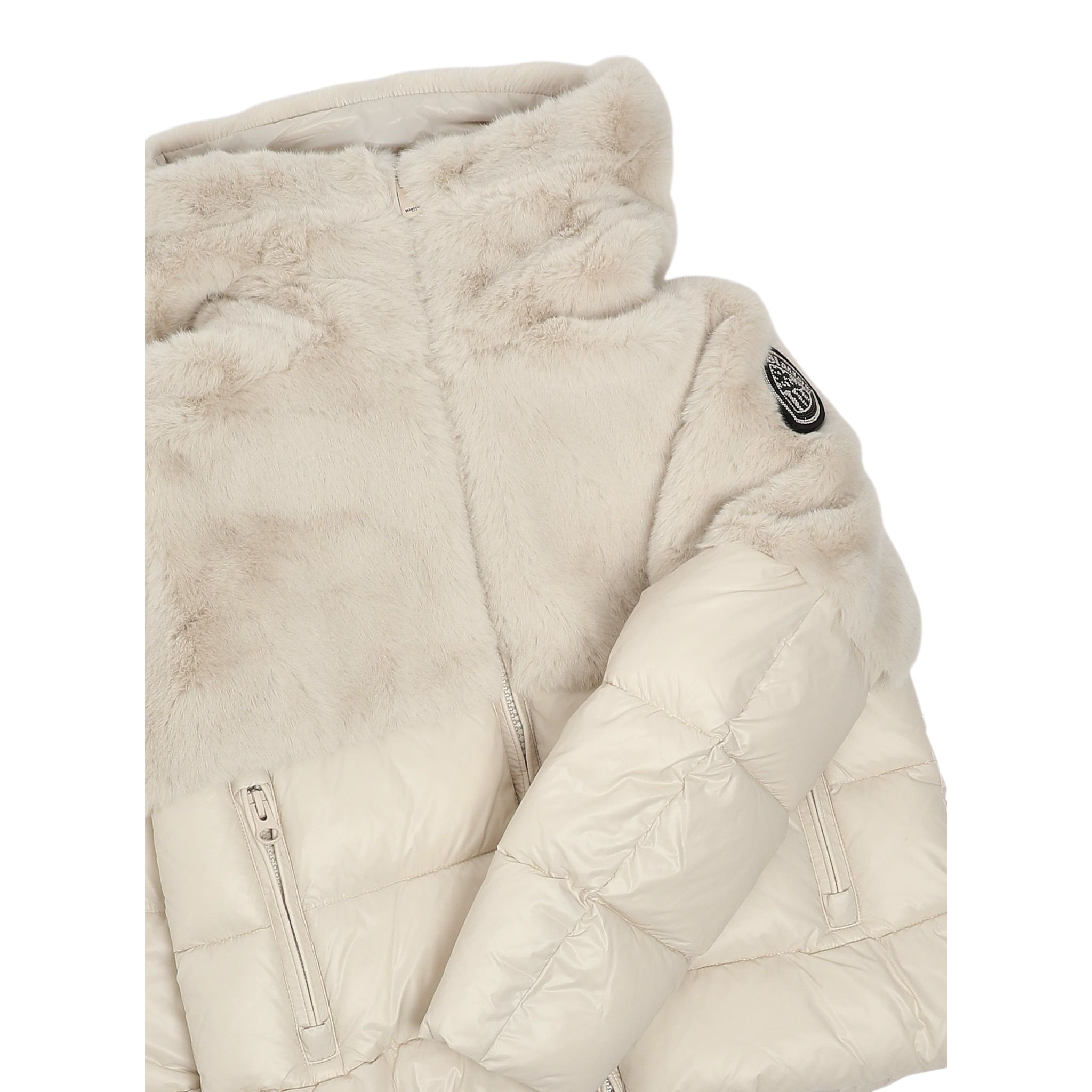 Blauer Giubbino tinta unita con Zip E Cappuccio Beige per Bambina 25WBLGC02411XX BEIGE BLAUER 
