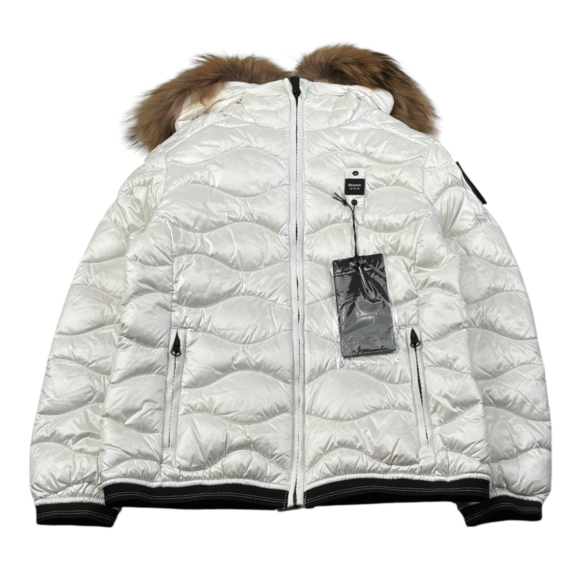 Blauer Giubbino tinta unita con Zip E Cappuccio Bianco per Neonata 25WBLGC03387N BIANCO BLAUER 