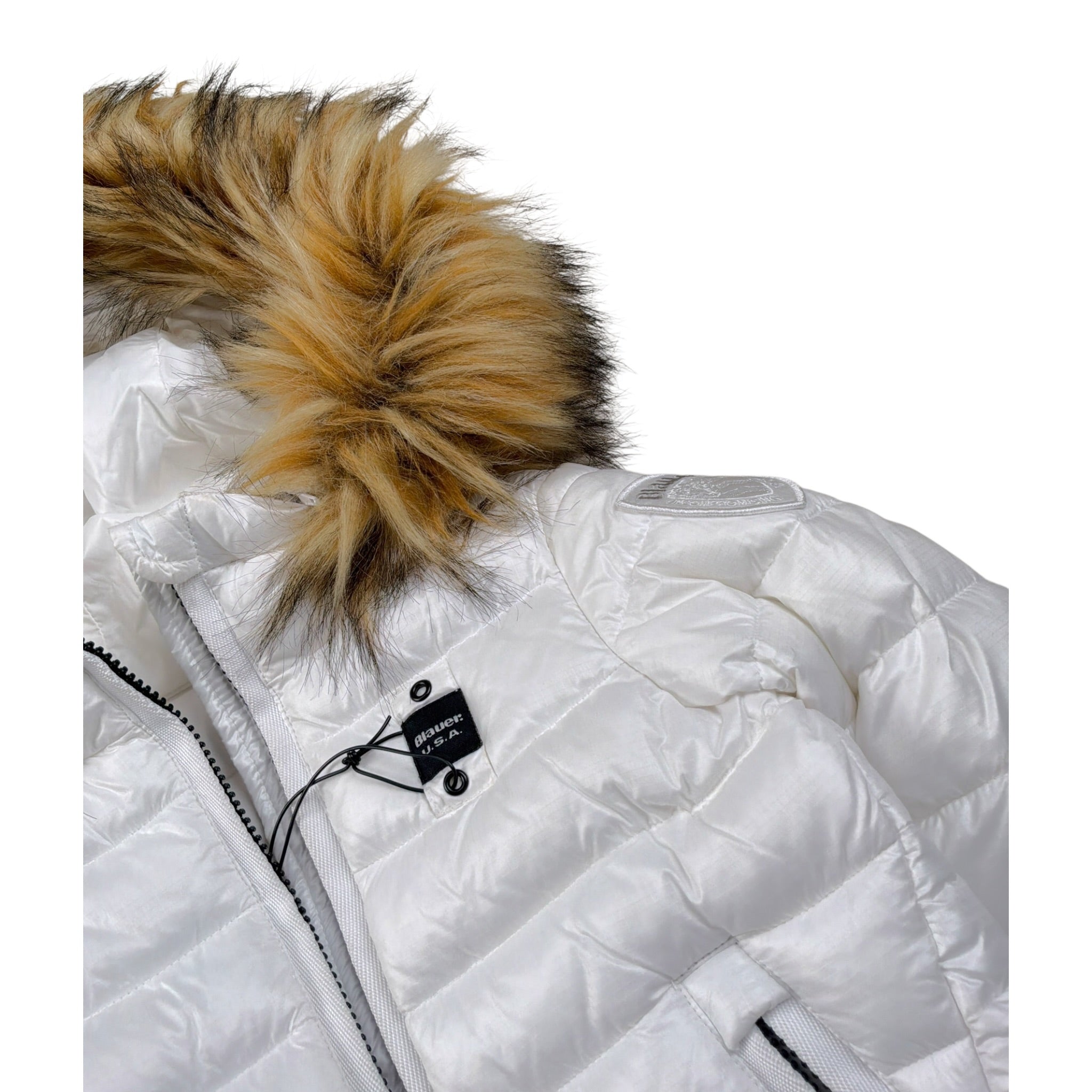 Blauer Giubbino tinta unita con Zip E Cappuccio Bianco per Bambino 25WBLGK03381 BIANCO BLAUER 
