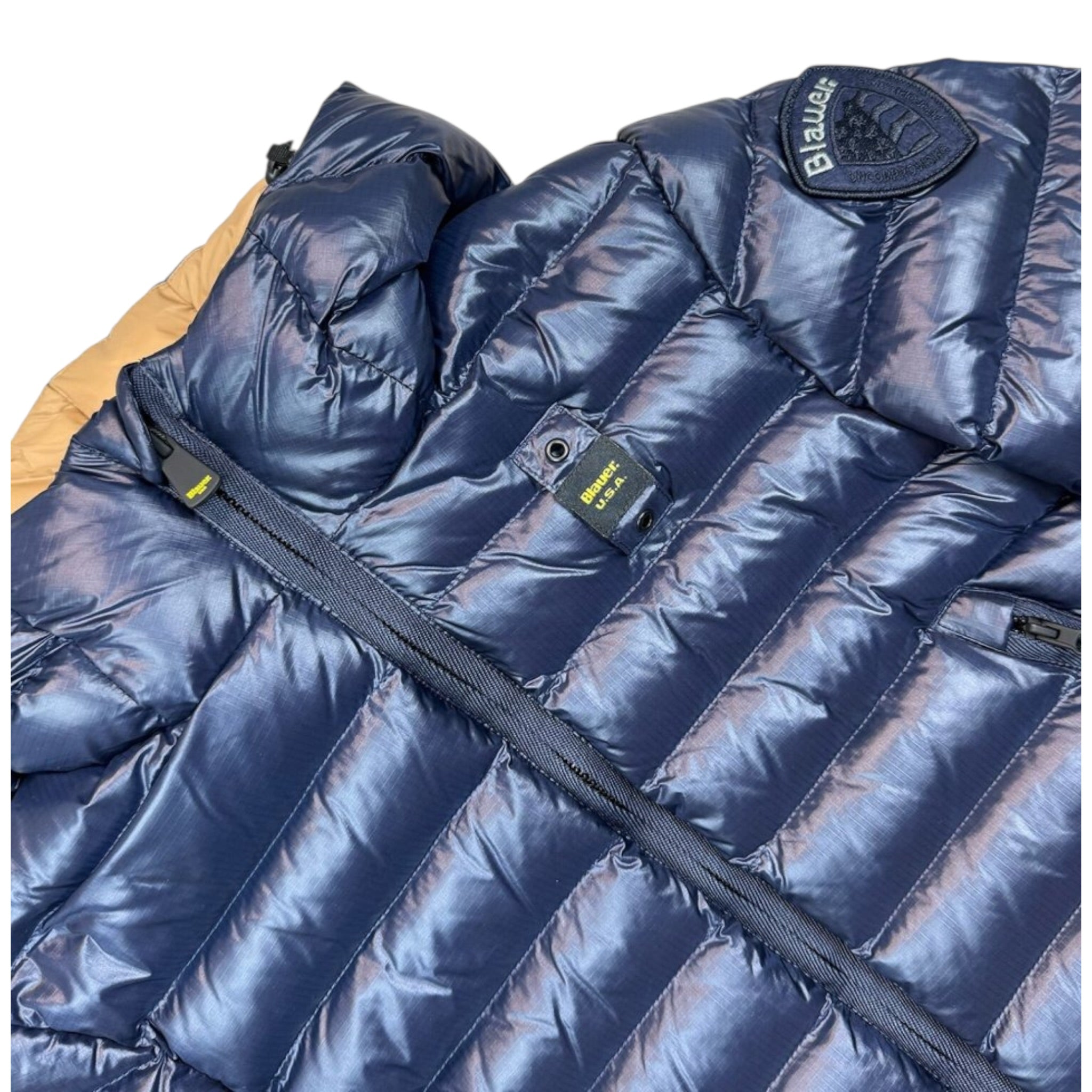 Blauer Giubbino tinta unita con Zip E Cappuccio Blu per Bambino 25WBLKC02426 BLU BLAUER 