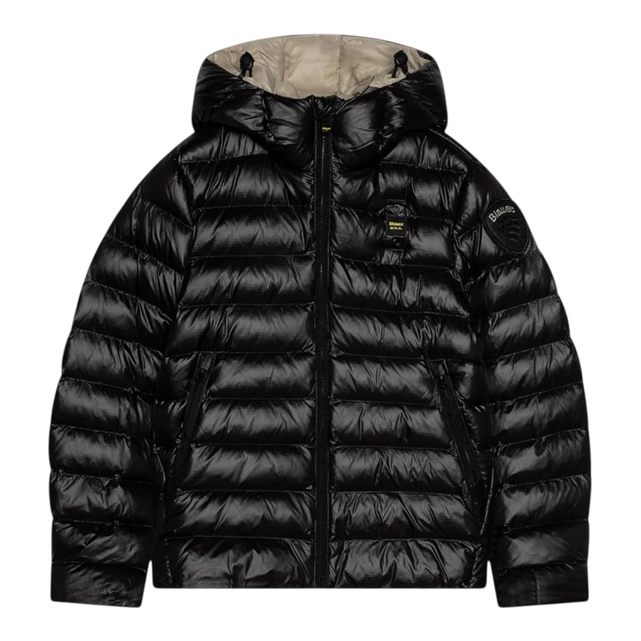 Blauer Giubbino tinta unita con Zip E Cappuccio Nero per Neonato 25WBLKC02426X NERO BLAUER 