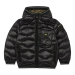 Blauer Giubbino tinta unita con Zip E Cappuccio Nero per Bambino 25WBLKC02429 NERO BLAUER 