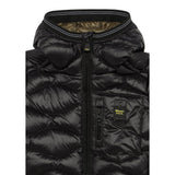 Blauer Giubbino tinta unita con Zip E Cappuccio Nero per Bambino 25WBLKC02429 NERO BLAUER 