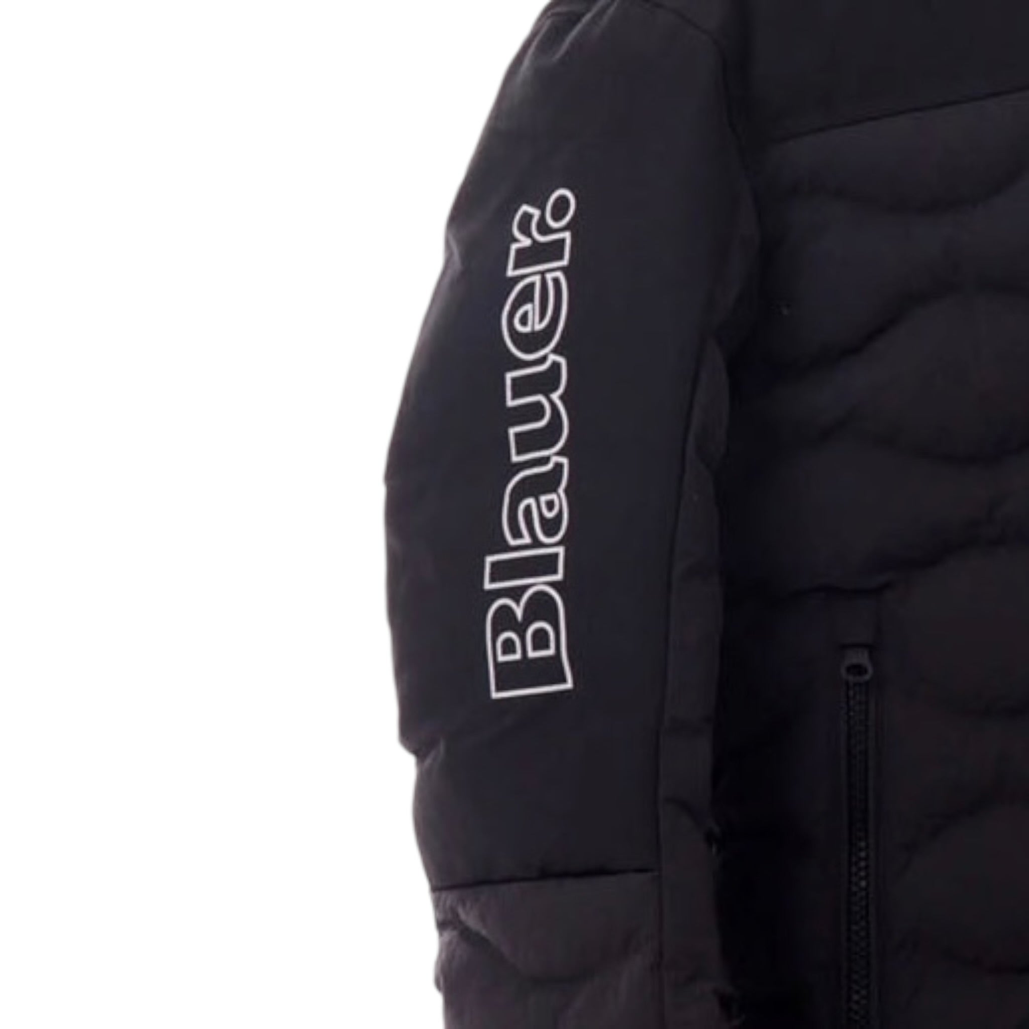 Blauer Giubbino tinta unita con Zip E Cappuccio Nero per Neonato 25WBLKC02451 NERO BLAUER 