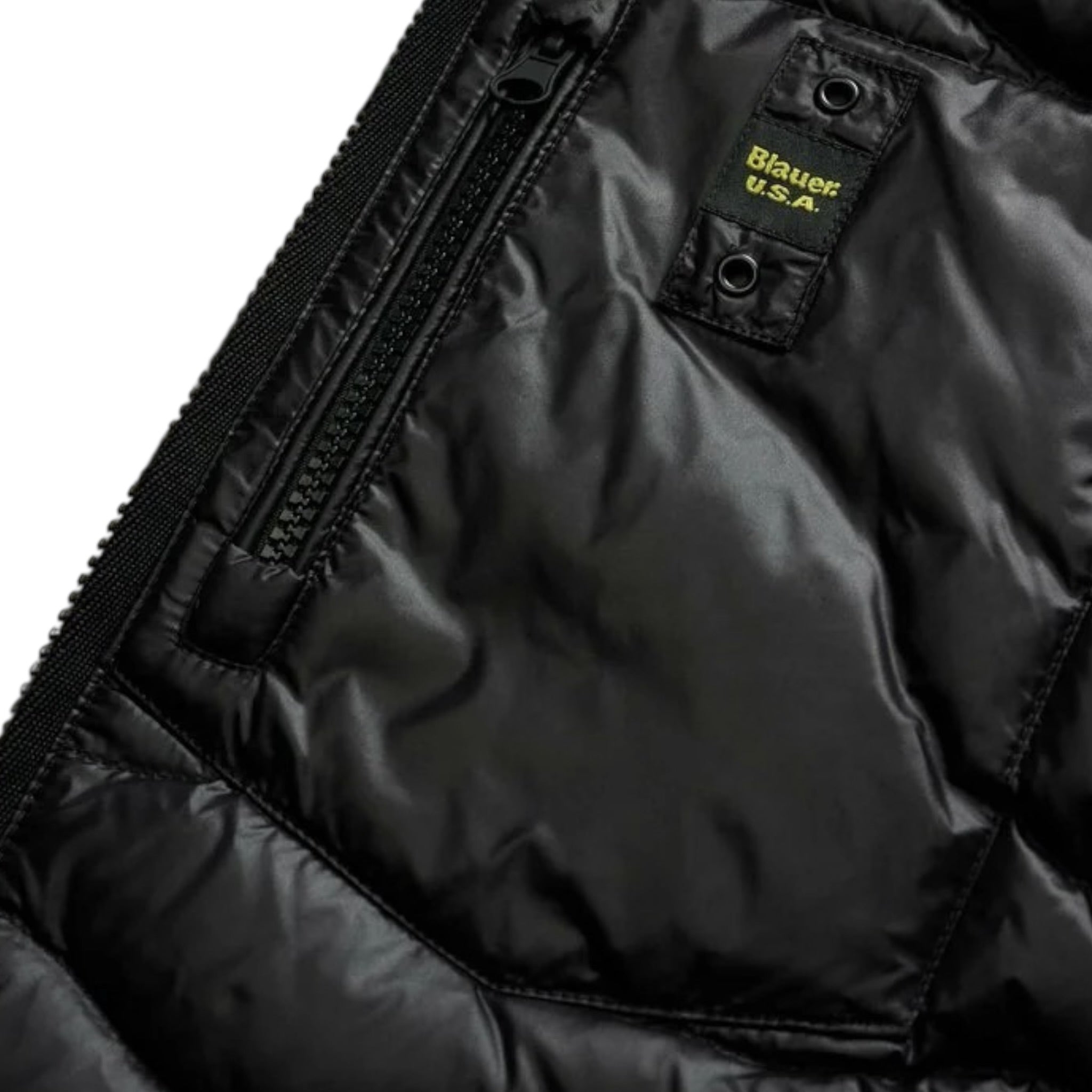 Blauer Giubbino tinta unita con Zip E Cappuccio Nero per Bambino 25WBLKC03438 NERO BLAUER 
