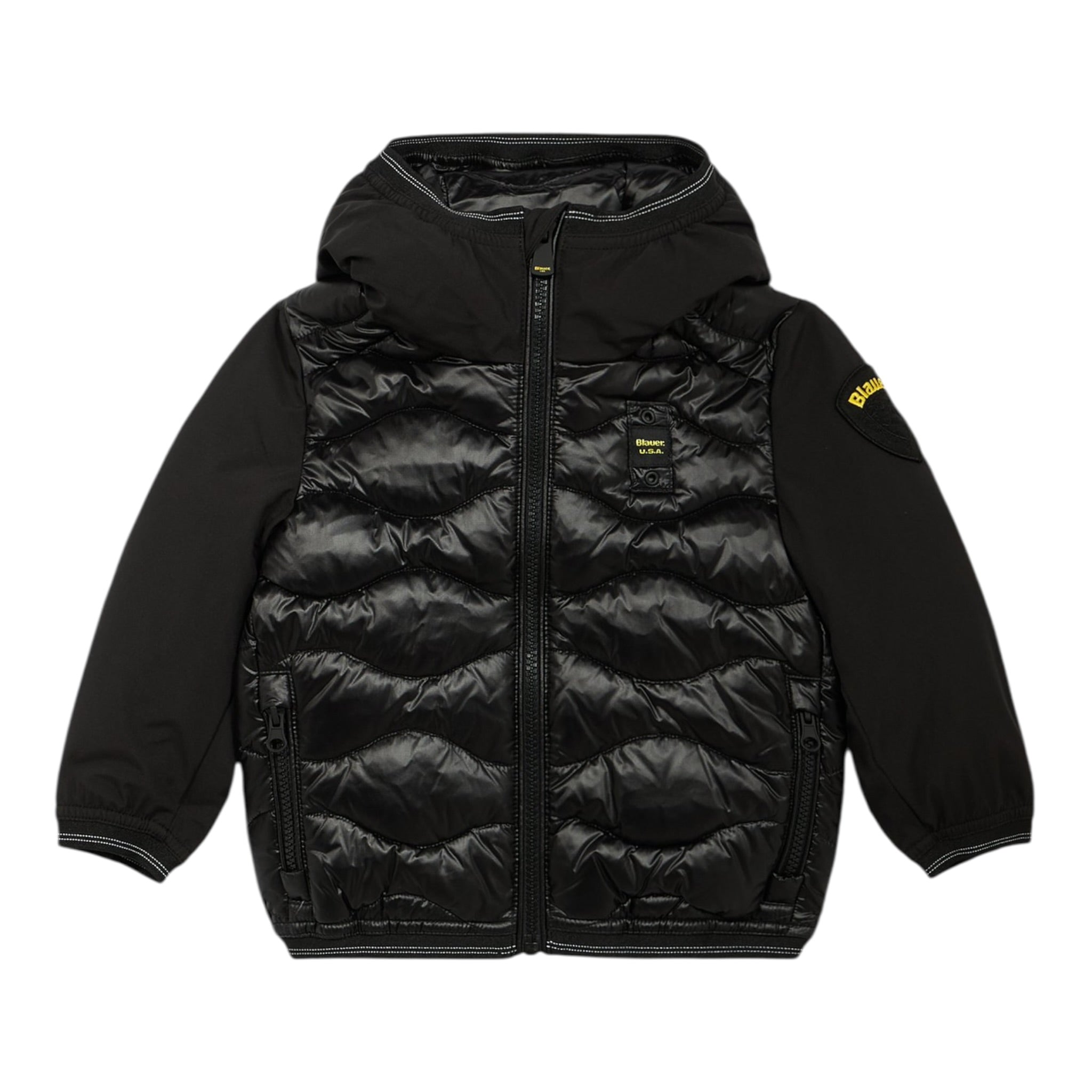 Blauer Giubbino tinta unita con Cappuccio Nero per Bambino 25WBLKC08440 NERO BLAUER 