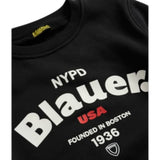 Blauer Felpa Girocollo tinta unita con Stampa Nero per Bambino 25WBLKF03490 NERO BLAUER 