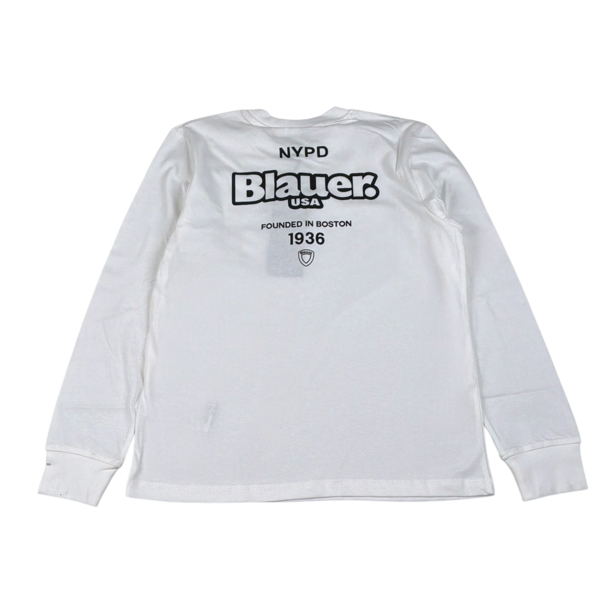 Blauer Shirt tinta unita con Stampa Bianco per Neonato 25WBLKH01476 BIANCO BLAUER 