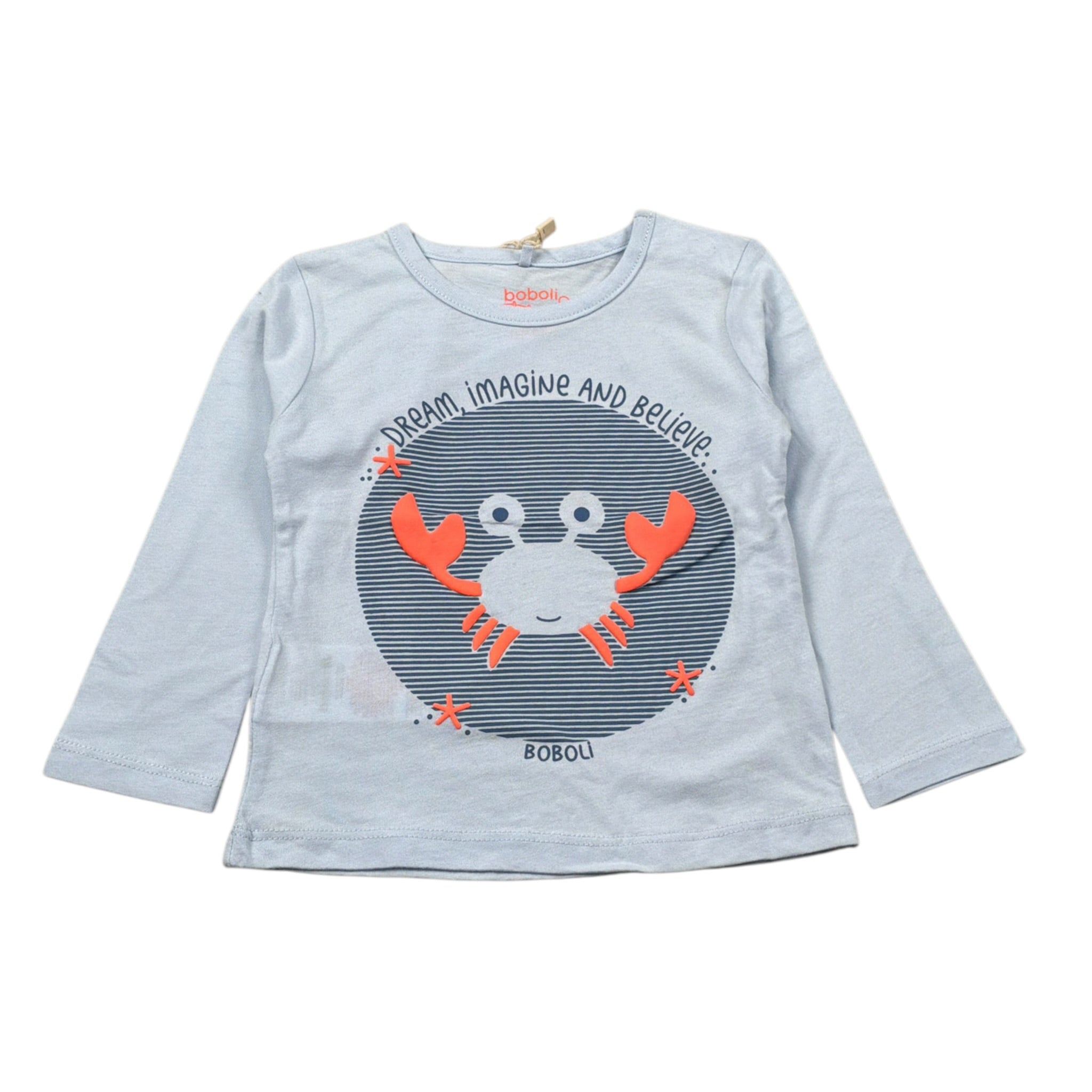 Boboli Shirt Girocollo tinta unita con Stampa Azzurro per Neonato 117009 AZZURRO BOBOLI 