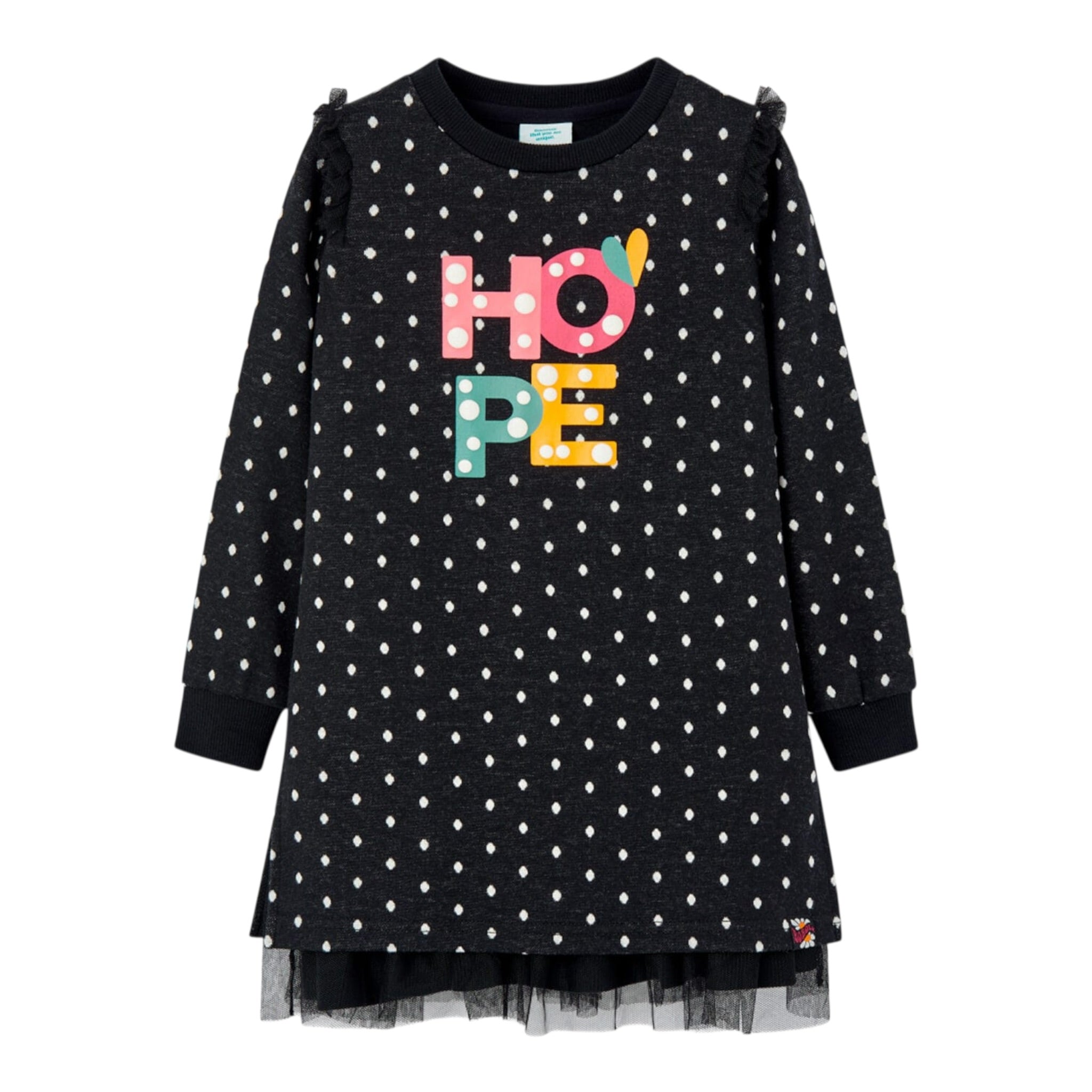 Boboli Abito Manica Lunga tinta unita Nero per Bambina 415077 NERO BOBOLI 
