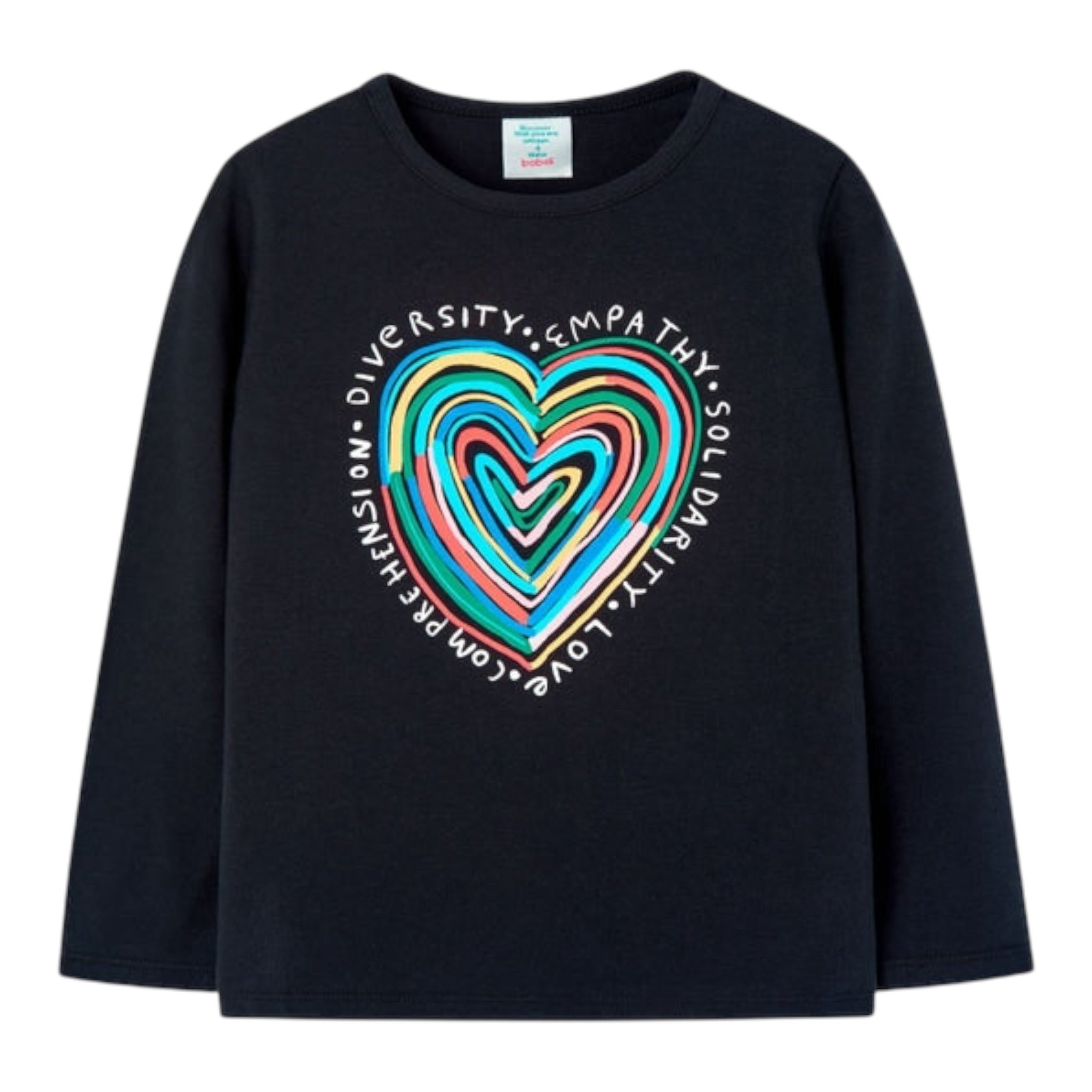 Boboli Shirt Girocollo tinta unita con Stampa Nero per Bambina 497011 NERO BOBOLI 