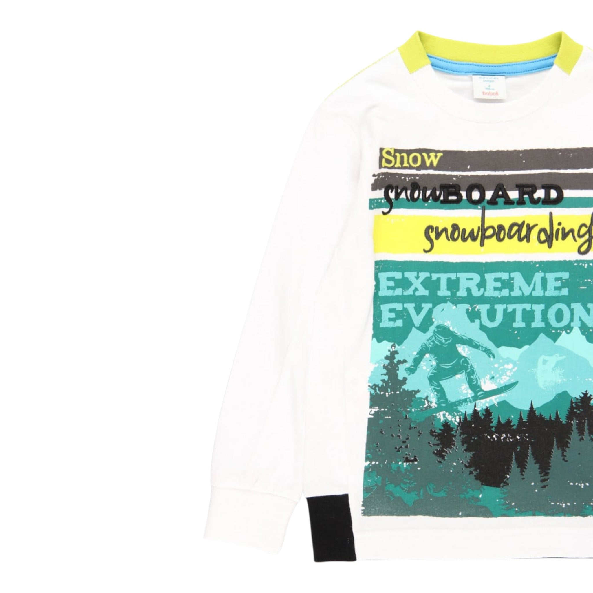 Boboli Shirt Girocollo tinta unita con Stampa Bianco per Bambino 513021 BIANCO BOBOLI 