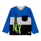 Boboli Shirt Tricolore con Taschino Blu per Bambino 518004 BLU BOBOLI 