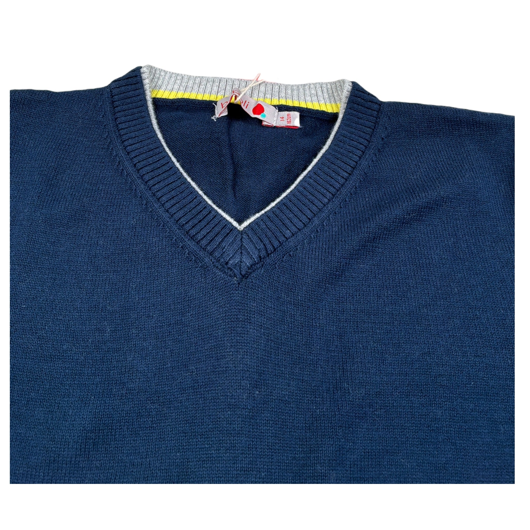Boboli Maglia Scollo A V tinta unita Blu per Bambino 732271 BLU BOBOLI 