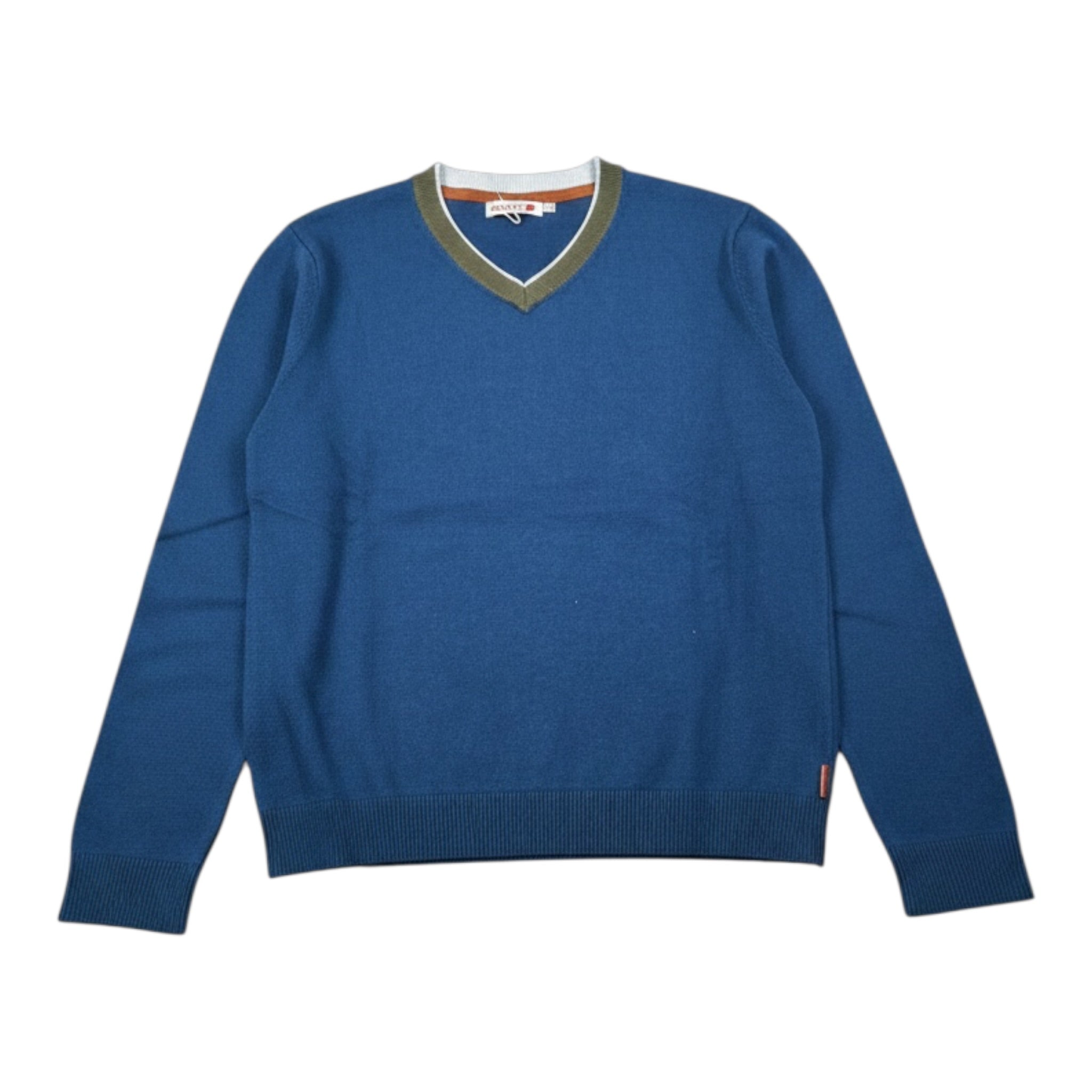 Boboli Maglia con Collo A V tinta unita Blu per Bambino 736455 BLU BOBOLI 