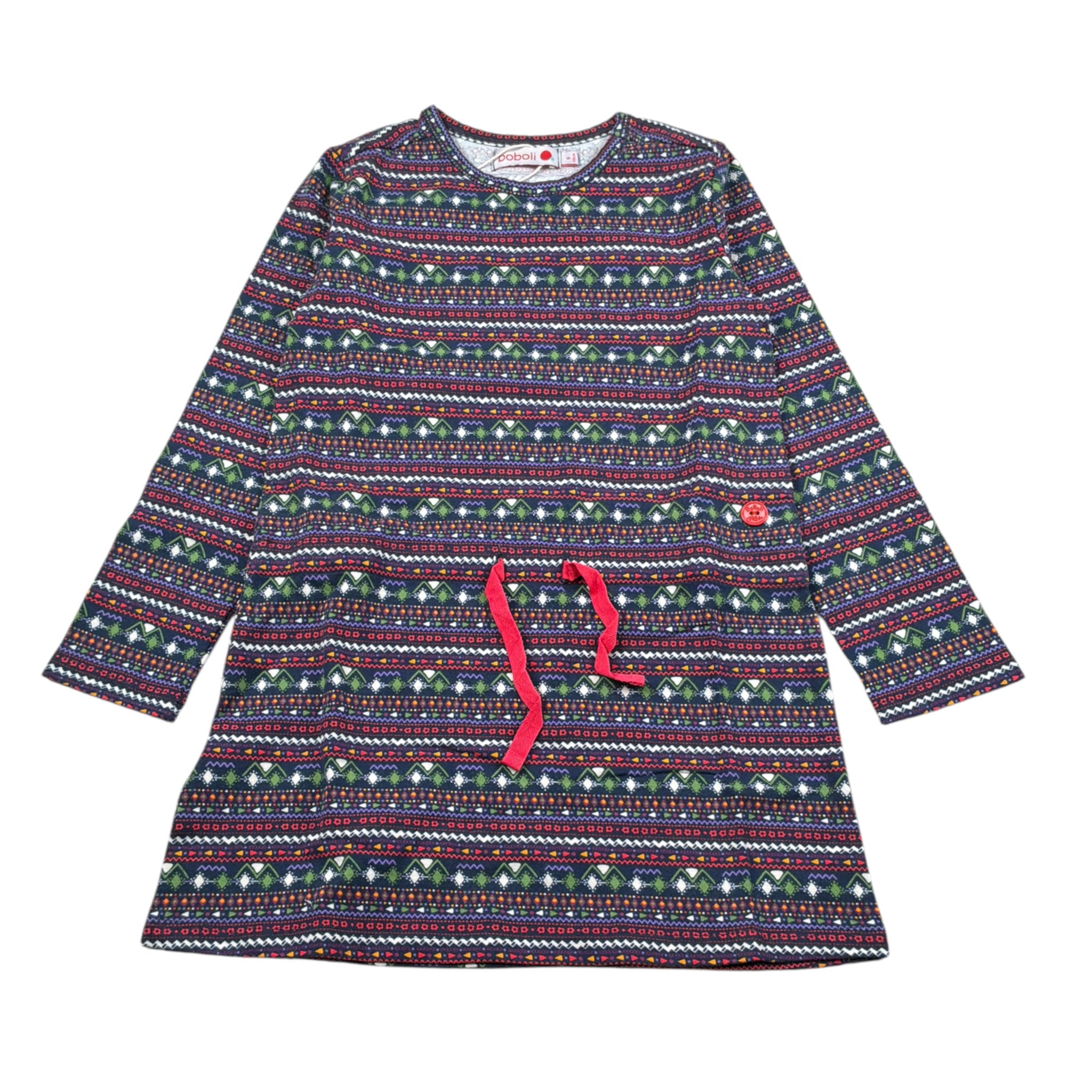 Boboli Abito Manica Lunga Stampa Fantasia Blu per Bambina AQBTBL BLU BOBOLI 