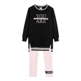 Boboli Completo 2 Pezzi Felpa-Leggins Nero/Rosa per Bambina CMPLBB NERO/ROSA BOBOLI 